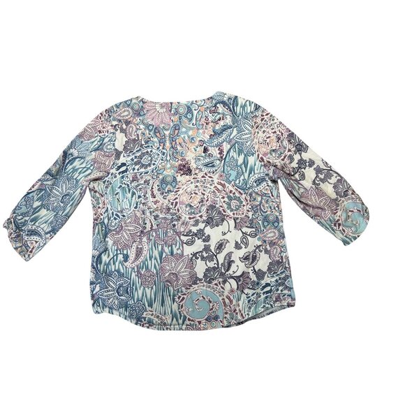 Chicos Women's Paisley Print 3/4 Sleeve Top Size L Multicolor - Picture 4 of 5